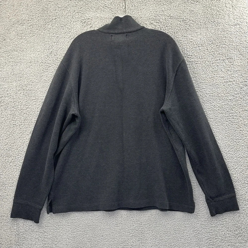 Polo Ralph Lauren Mock Neck 1/4 Zip Sweater Gray 100% Cotton Preppy Men's‎ Large